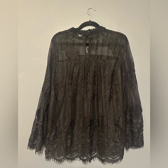 Ultra Pink black lace long sleeve shirt blouse size XL - Picture 4 of 8